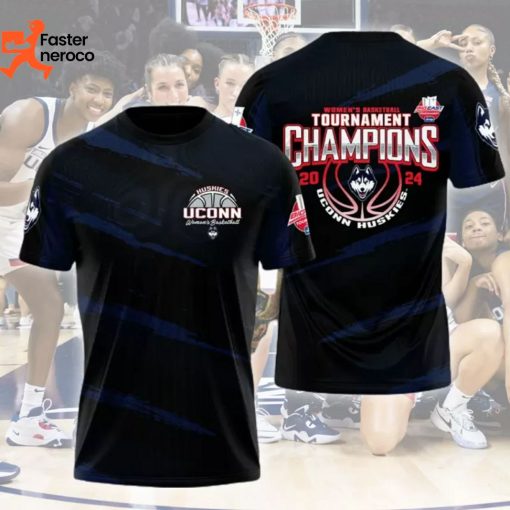 UConn Huskies Women Basketball Tournament Champions 2024 3D T-Shirt