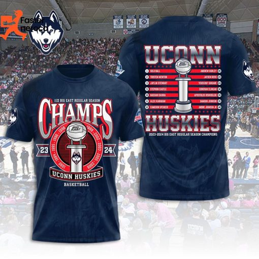 11X Big East Regular Season Champions UConn Huskies 3D T-Shirt