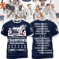 2024 UConn Huskies NCAA Men Basketball National Champions Back To Back 3D T-Shirt