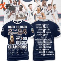 Back To Back 2024 NCAA Men Basketball National Champions UConn Huskies Signature 3D T-Shirt