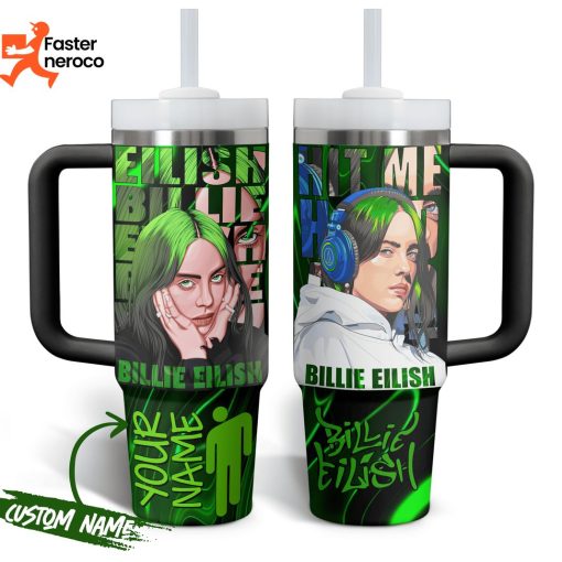 Billie Eilish Custom Name Design Green Tumbler