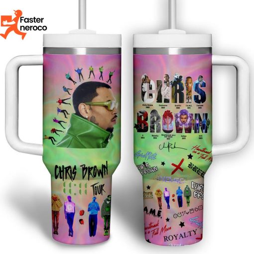 Chris Brown 11 11 Tour Royalty Signature Tumbler With Handle And Straw