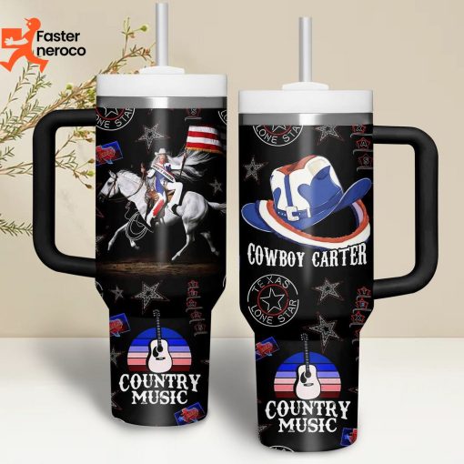 Cowboy Carter Country Music Tumbler With Handle And Straw
