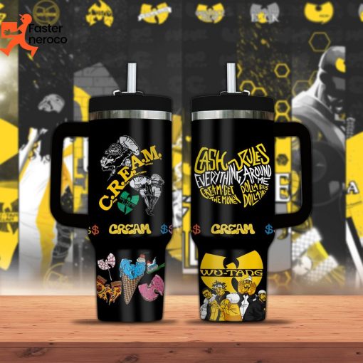 Cream Wu-Tang Tumbler With Handle And Straw