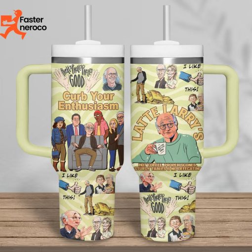 Curb Your Enthusiasm Latte Larry Tumbler With Handle And Straw