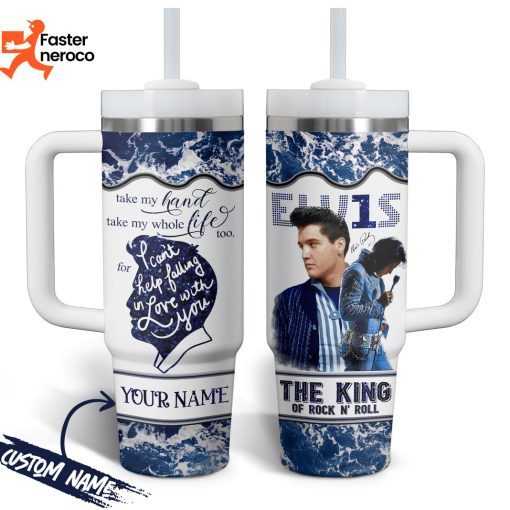 Elvis Presley The King Of Rock N Roll Tumbler With Handle And Straw