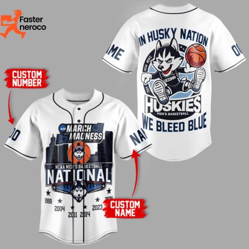 In Husky Nation We Bleed Blue UConn Huskies Baseball Jersey