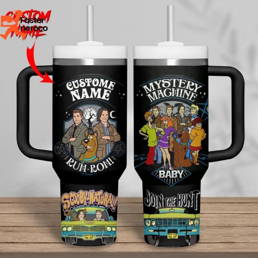 Mystery Machine Baby Join The Hunt Scooby-Natural Tumbler With Handle And Straw
