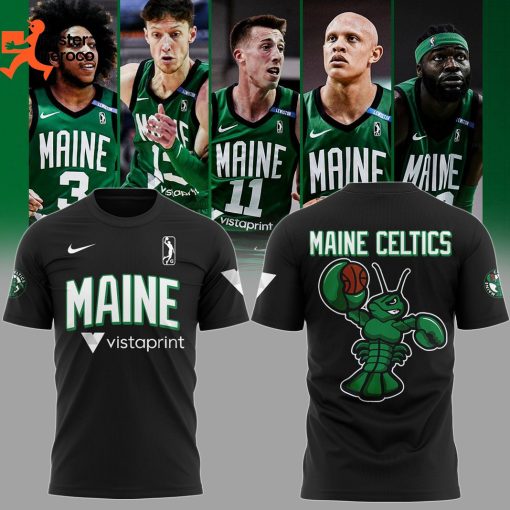 NBA League Maine Celtics Basketball Design Black 3D T-Shirt