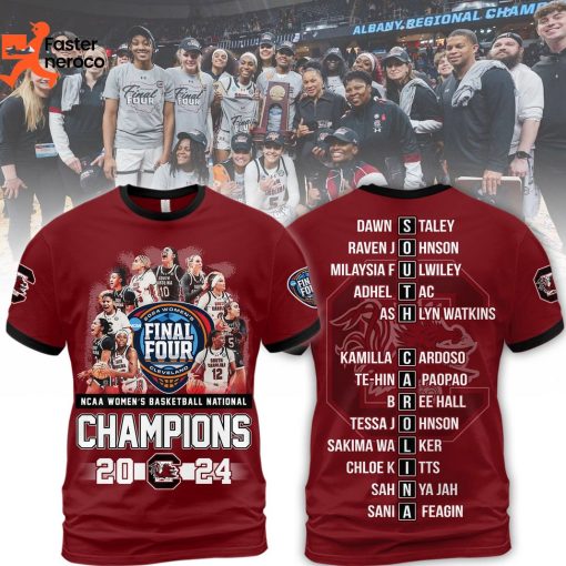 NCAA Women Basketball National Champions 2024 South Carolina Gamecocks 3D T-Shirt