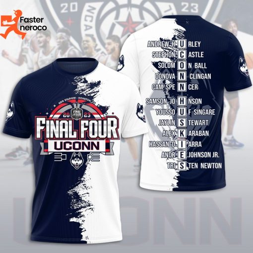 NRG Stadium 2023 Fianl Four UConn Huskies 3D T-Shirt