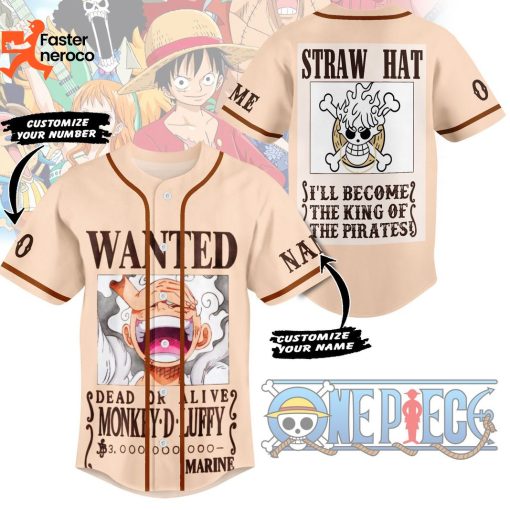 One Piece Straw Hat I Ll Become The King Of The Pirates Baseball Jersey