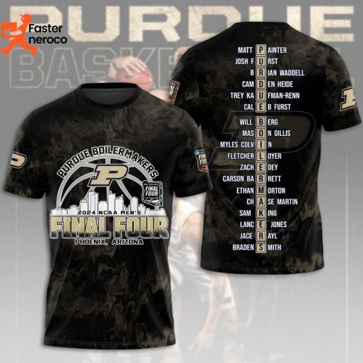 Purdue Boilermakers 2024 NCAA Mens Final Four Phoenix Arizana 3D T-Shirt