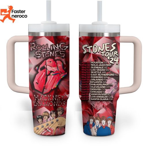 Rolling Stones Hackney Diamonds Stones Tour 2024 Tumbler With Handle And Straw