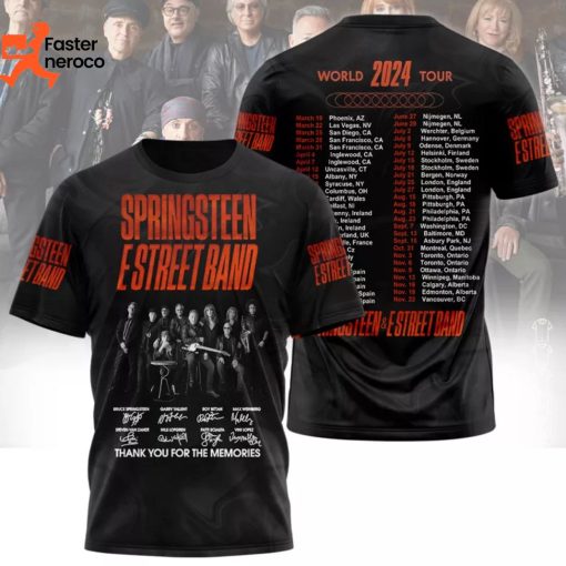 Springsteen E Street Band World Tuur 2024 Signature Thank You For The Memories 3D T-Shirt