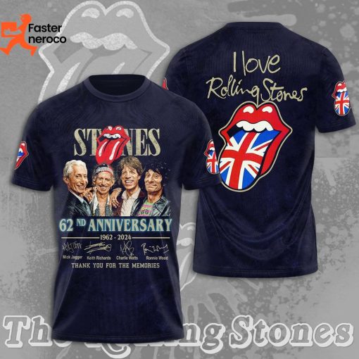 The Rolling Stone 62nd Anniversary 1962-2024 Signature Thank You For The Memories 3D T-Shirt