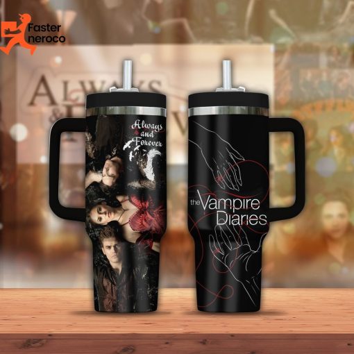The Vampire Diaries Always And Forever Tumbler With Handle And Straw