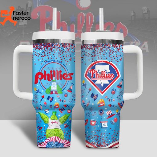 4th Of July Philadelphia Phillies Tumbler With Handle And Straw