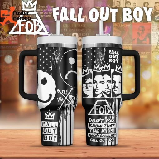 Fall Out Boy Design Tumbler With Handle And Straw