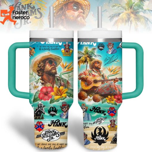 Hank Williams Jr Tumbler Design With Handle And Straw