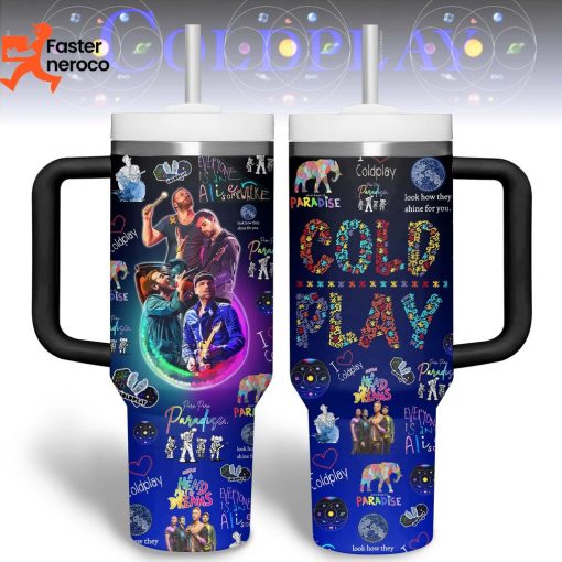 Para Para Paradise Coldplay Band Tumbler With Handle And Straw