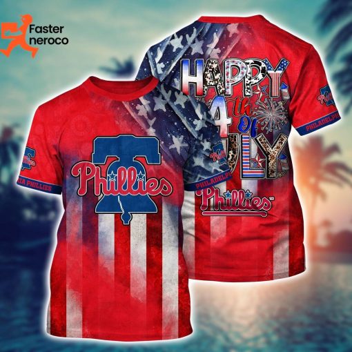 Philadelphia Phillies Happy 4th Of July Independence Day 3D T-Shirt