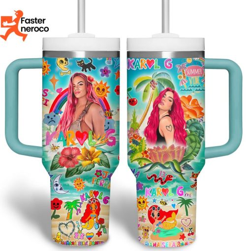 Summer Karol G  Tumbler With Handle And Straw