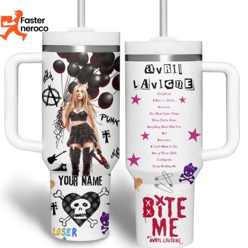 Bite Me – Avril Lavigne Design Tumbler With Handle And Straw