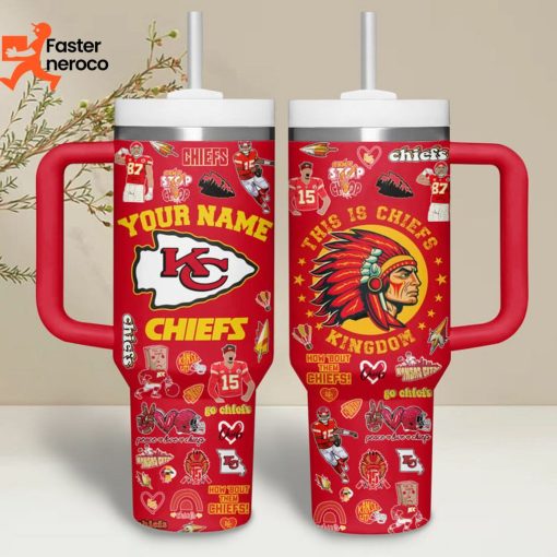 Kansas City Chiefs This Is Chiefs Kingdom Design Tumbler With Handle And Straw