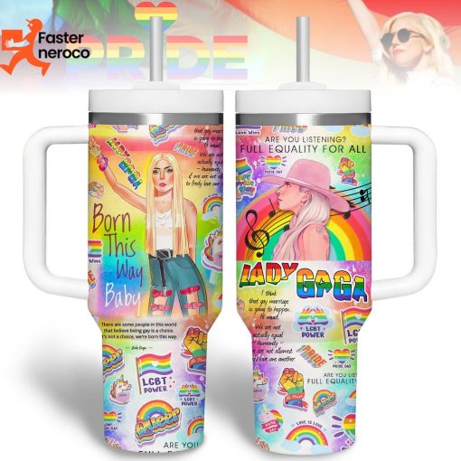 Lady Gaga – Born This Way Baby Deisgn Tumbler With Handle And Straw