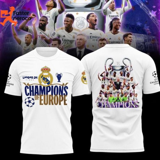 London 2024 Champions Of Europe Real Madrid  Design 3D T-Shirt