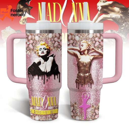 Madonna Four Decades The Celebration Tour Design Tumbler With Handle And Straw