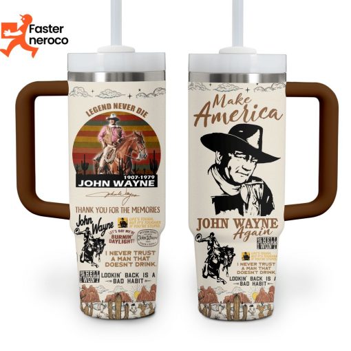 Make America John Wayne Again Design Tumbler With Handle And Straw