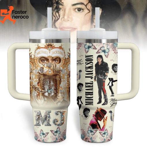 Michael Jackson Signature Design Tumbler With Handle And Straw