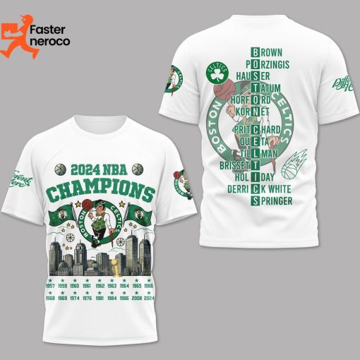 NBA Champions 2024 Boston Celtics Different Here Design White 3D T-Shirt