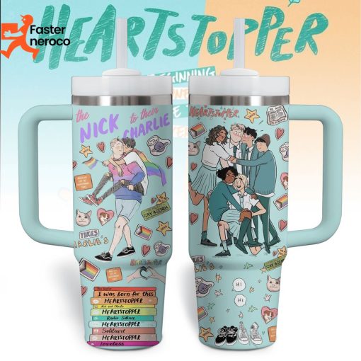 Nick And Charlie – Heartstopper Design Tumbler With Handle And Straw