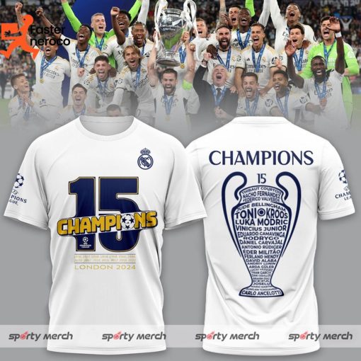 Real Madrid 15 Times London 2024 Design 3D T-Shirt