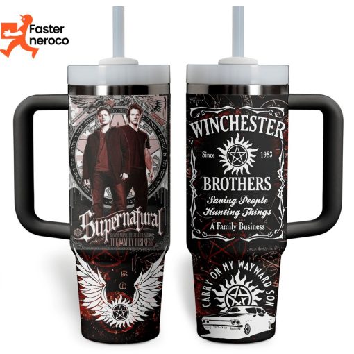 Supernatural Winchester Brothers Special Design Tumbler With Handle And Straw