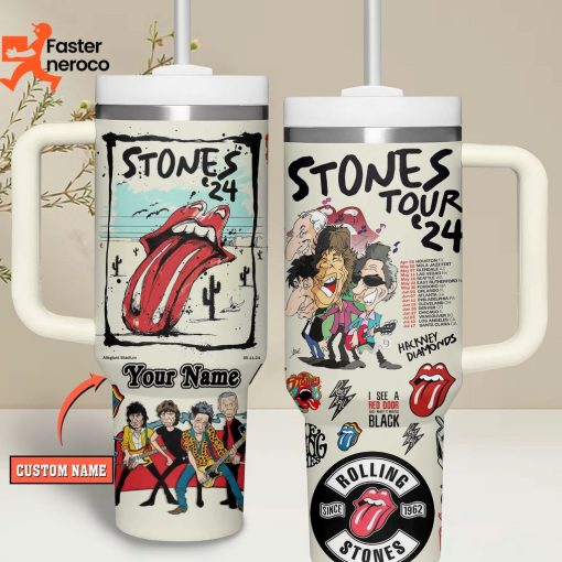 The Rolling Stones 24 Personalized Tumbler With Handle And Straw