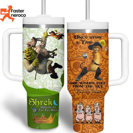 Welcome To Far Far Away Shrek Tumbler With Handle And Straw