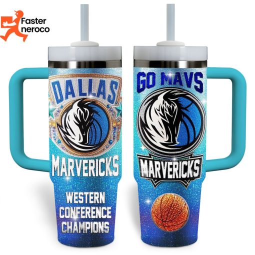 Western Conference Champions Dallas Mavericks Design Tumbler With Handle And Straw