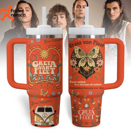 Your Mind Is A Stream Of Colors Greta Van Fleet Tumbler With Handle And Straw