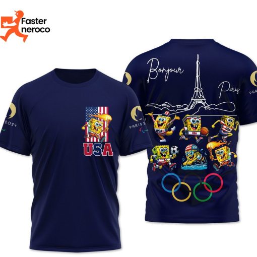 Bonjour Olympic Games In Paris 2024 – Team USA 3D T-Shirt