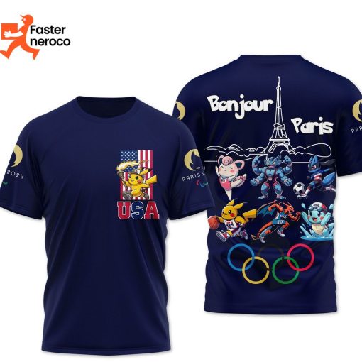 Bonjour Paris 2024 Team USA 3D T-Shirt