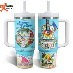 Bubbles Up Jimmy Buffett Tumbler With Handle And Straw