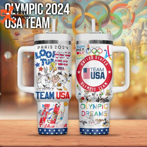 Olympic 2024 USA Team Looney Tunes Tumbler With Handle And Straw