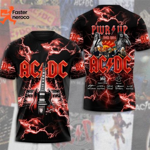 Pwr Up Tour 2024 Signature AC DC 3D T-Shirt