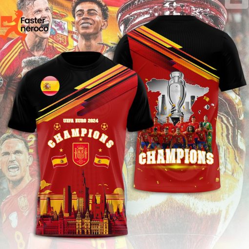 Spain UAFE Euro 2024 Champions 3D T-Shirt