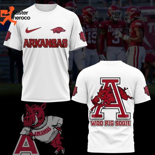 2024 Arkansas Razorbacks Woo Pig Sooie Design 3D T-Shirt – White