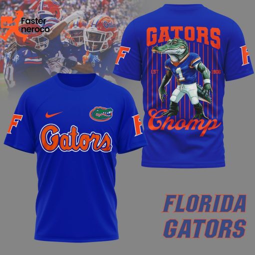 2024 Florida Gators Football Chomp Design 3D T-Shirt – Blue